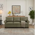 thumbnail image 1 of PU Leather 3 Seat Sofa with Two Storage Enclosures, 3 Seat Comfy Upholstered Reading Accent Sofa with Nails Decoration and Wooden Legs, Armchair for Living Room, Bedroom, Grey, 1 of 8