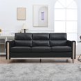 thumbnail image 1 of PU Leather 3 Seater Sofa,79.5" Mid Century Modern Upholstered Sofa Couch with 2 Side Storage Pockets,for Living Room,PU Black, 1 of 7