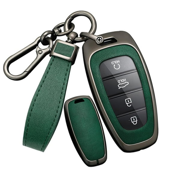PU Leather 4/5/7/8 Button Key Fob Cover Fit for Hyundai Tucson 2024 Palisade Sonata 2023 2022 Santa fe Keyless with Leather Keychain
