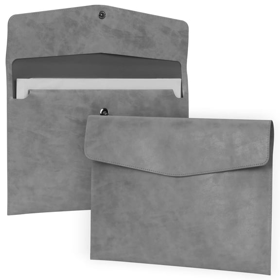 PU Leather A4 Document Holder File Organizer Filing Envelope Portfolio Case Tablet Sleeve with Magnetic Snap Closure for Home