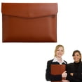 thumbnail image 1 of PU Leather A4 File Folder, 13*9.45 Inch Document Holder, Envelope-Style File Bag, Project Folder Case with Secure Closure, Waterproof Business Portfolio Organizer for Office, Contracts, Brown, 1 of 7