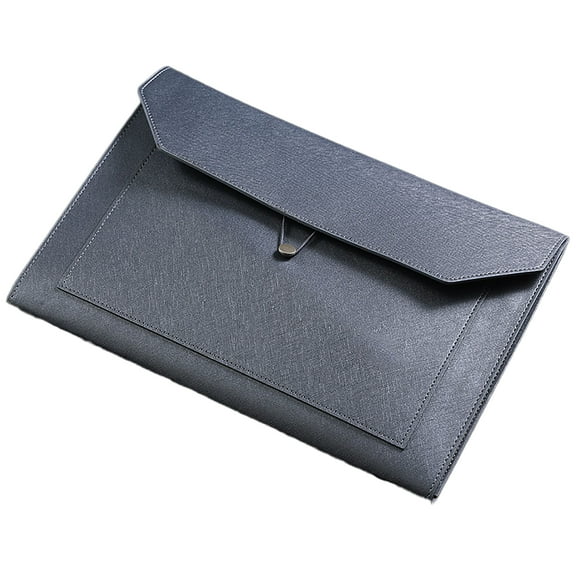 PU Leather A4 File Folder 2 Pockets Portfolio Envelope with Elastic String 3/4 Inch Expansion,Gray