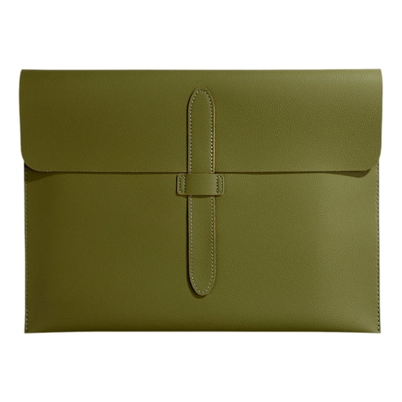 PU Leather A4 File Folder, Briefcase Data Contract Bill File Bag, Waterproof Envelope Folder Case with Handmade Closure, Large Capacity Document Holder, Business Document Organizer, 13.7×10.4 inch