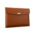 thumbnail image 1 of PU Leather A4 File Folder, Heavy Duty Document Holder, Waterproof Portfolio Envelope Folder Case with Snap Closure (Brown) 13x9.6", 1 of 5