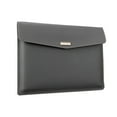 thumbnail image 1 of PU Leather A4 File Folder, Heavy Duty Document Holder, Waterproof Portfolio Envelope Folder Case with Snap Closure (Grey) 13x9.6", 1 of 5