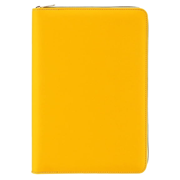 PU Leather A5 Zipper Notebook with 200 Lined Pages, Oimcto Secure Full-Zip Portfolio, 21x13.5cm Document Organizer & Professionals, Available in Green & Yellow, Orange