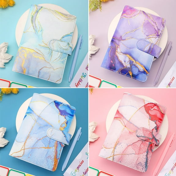 PU Leather A6 Refillable Notebook Cover, 6 Ring Organizer for Loose Leaf Paper and Planner Inserts