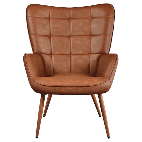 PU Leather Accent Chair Modern Armchair, Brown