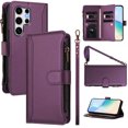 thumbnail image 1 of PU Leather All-Round Protective Phone Case Wallet with Wrist Strap for Samsung Galaxy S25 Ultra, 1 of 5