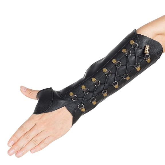 PU Leather Archery Arm Guard Hand Protector Brace Longbow Hunting Shooting Bow and Arrow Archery Equipment Outdoor Protective Gear,Black,F104392