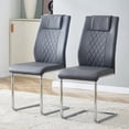 thumbnail image 1 of PU Leather Armless Dining Chairs Set of 2, Modern High Back Dining Room Chairs with Metal Arched Legs, Accent Chairs for Restaurants, Living Rooms, Bedrooms, Kitchens and Offices, Grey, 1 of 9
