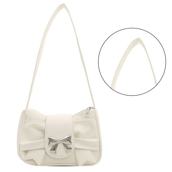 Women PU Leather Shoulder Bag French Armpit Bag Bow Handbag Fashion Pleated Underarm Bag Girl Shopping Dating Bag