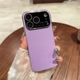 thumbnail image 1 of PU Leather Back Case for iPhone 15 Plus, Turn Your Phone into iPhone 17 Pro Max, Luxury Ultra Slim Anti-Scratch Lightweight PC Plating Protective Phone Cover Compatible with Wireless Charging, Purple, 1 of 7