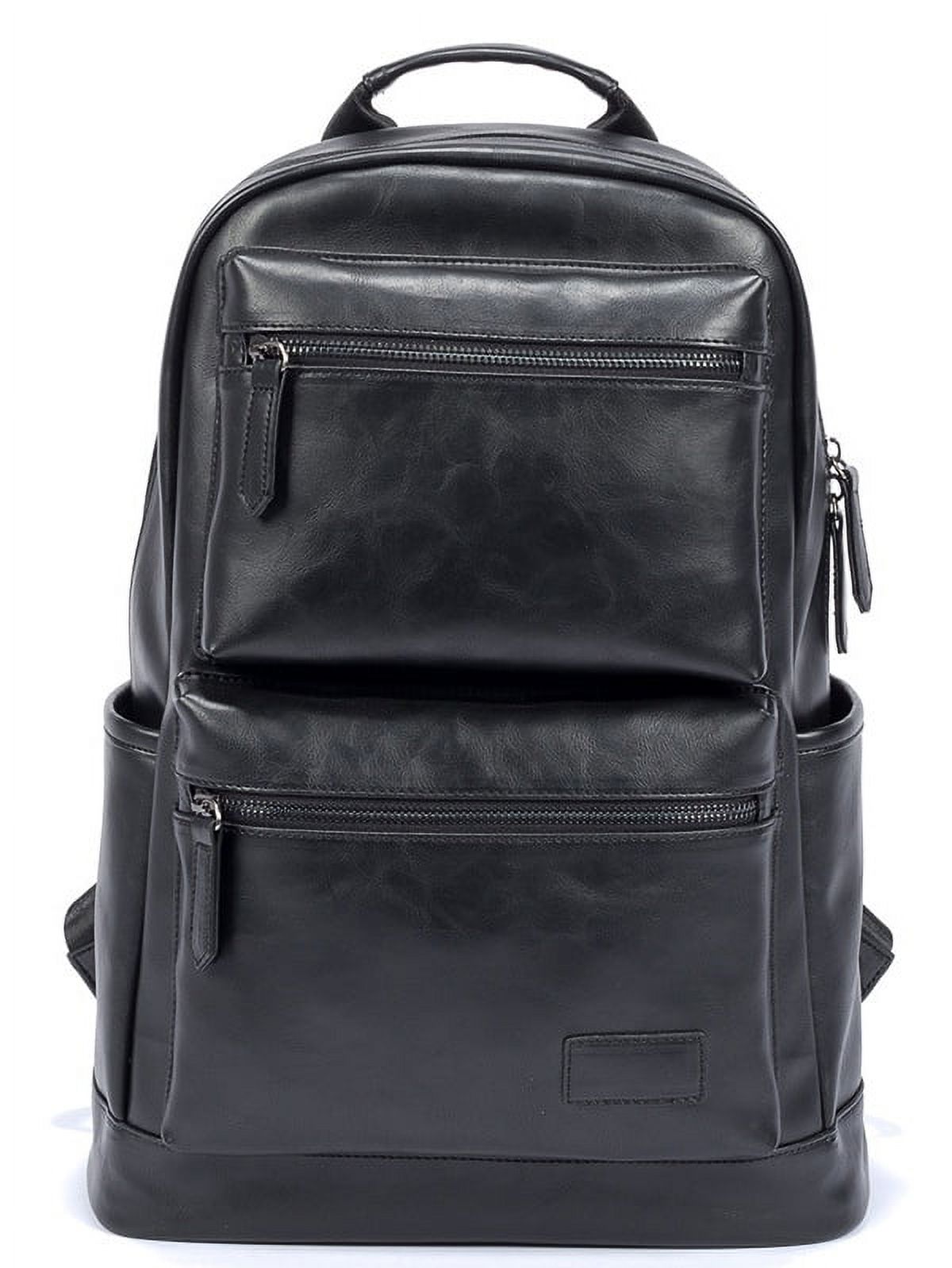 PU Leather Backpack Waterproof Travel Daypack School College Laptop Backpack College Rucksack Bookbag for Men - image 1 of 3