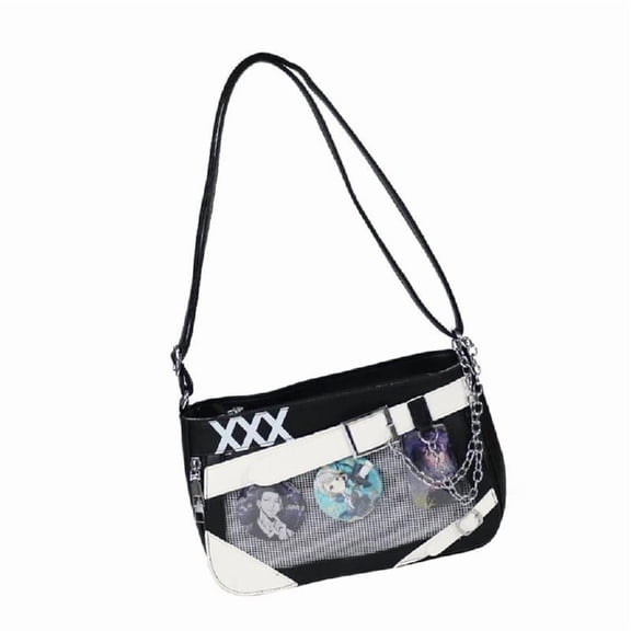 PU Leather Badge Display Crossbody Purse Messengers Bag Anime Aesthetic Shoulder Bag for Fashionable Teens Women
