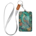 thumbnail image 1 of PU Leather Badge Holder ID Badge Holder with Lanyard for Cards & Credentials Beautiful Psychedelic Bird, 1 of 6