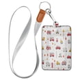 thumbnail image 1 of PU Leather Badge Holder ID Badge Holder with Lanyard for Cards & Credentials Red Fiery Awesome Patterns, 1 of 6