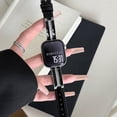 thumbnail image 1 of PU Leather Band for Apple Watch Band 38/40/41/42mm, Diamond Design Slim Dressy Watch Strap with Adjustable Metal Buckle for iWatch Series 10 9 SE 8 7 6 5 4 3 2 1 Women Girls, Blacksilver, 1 of 9