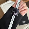 thumbnail image 1 of PU Leather Band for Apple Watch Band 38/40/41/42mm, Diamond Design Slim Dressy Watch Strap with Adjustable Metal Buckle for iWatch Series 10 9 SE 8 7 6 5 4 3 2 1 Women Girls, Whitesilver, 1 of 8