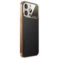 thumbnail image 1 of PU Leather Basic Case for Apple iPhone 13 Pro, Slim Light Luxury Leather Plating Bumper Frame Full Coverage Lens Protector Bumper Case Cover for iPhone 13 Pro 6.1 inch, Black, 1 of 6
