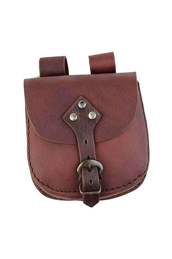 PU Leather Belt Pouch Steampunk Medieval Waist Bag for Party Men Performance Brown