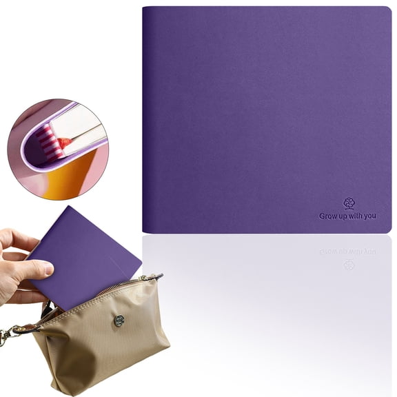 PU Leather Blank Journal Notebook With 200 Pages, 15.5x14.2cm Softcover Memo Notepad For Writing And Sketching, Portable Pocket Journal, Purple