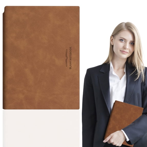 PU Leather Blank Notebook - 112 Pages 5.5x8.1 Inch Unlined Journal with Pen Holder - Hardcover Sketchbook for Drawing Writing and Creative Journaling - 1 Book - Brown