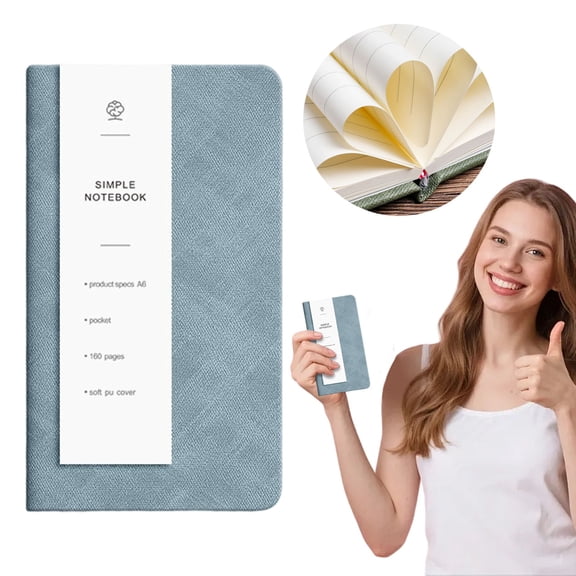 PU Leather Blank Notebook – 80 Pages, 6.96" x 3.85", with Pen Holder, Stylish Color Options, Portable for Sketching, Note-Taking, Travel, Students, Office, Meetings, and Daily Reflections, I