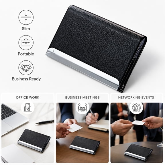 PU Leather Business Card Holder Wallet, Slim Pocket ID and Credit Card Case with Magnetic Flap Closure, TIKA