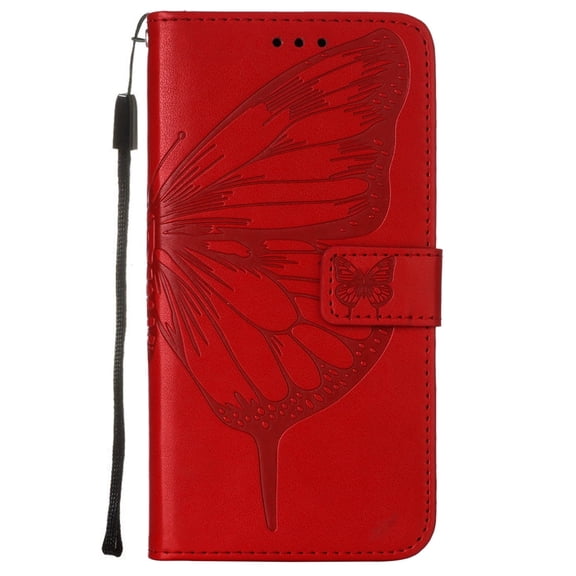 PU Leather Butterfly Embossed Wallet Case Cover for Apple iPod Touch, Red