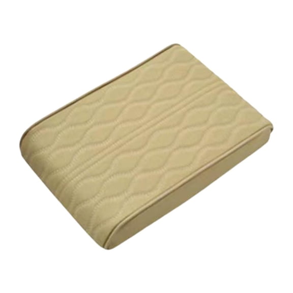 PU Leather Car Armrest Cushion with Memory Foam Core, Wavy Design, Anti-Slip, 32 x 21 x 5 cm, Comfort Support for Driver & Passenger
