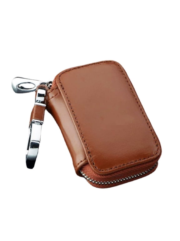 PU Leather Car Key Holder, 3.74X2.36 inch Zipper Key Fob Holder, Key Case with Keyring Hook, Portable Key Organizer Wallet, Key Organizer Pouch for Vehicle Remote Keys House Keys & Small Accessories