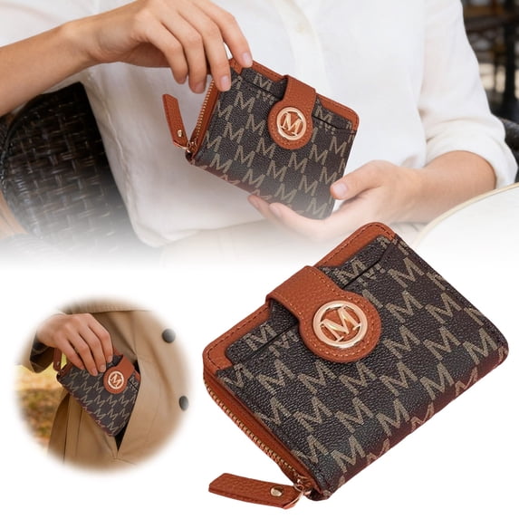 PU Leather Card Wallet with Zipper, Multi-Slot Card Holder Organizer for Women and Men, Compact Travel Wallet, 1 Piece
