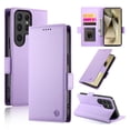 thumbnail image 1 of PU Leather Case Compatible with Samsung Galaxy S24 Ultra, Classic Kickstand/Cover/Wallet/Flip Magnetic Protective Case with Card Slots & Horizontal Stand Phone Case for Galaxy S24 Ultra, Purple, 1 of 7
