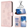 thumbnail image 1 of PU Leather Case Compatible with Samsung Galaxy S25, Lovely Floral Embossed Design Phone Case Flip Notebook Wallet Card Slots Holder Magnetic Stand Slim Cover for Samsung Galaxy S25, Pink, 1 of 6