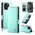 thumbnail image 1 of PU Leather Case Compatible with iPhone 12/12 Pro, Classic Kickstand/Cover/Wallet/Flip Magnetic Protective Case with Card Slots & Horizontal Stand Phone Case for iPhone 12/12 Pro, Mint, 1 of 7