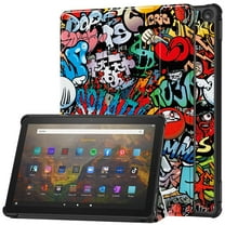 PU Leather Case Cover For Amazon Kindle Fire HD 10 13th Gen 2023 10.1inch Trifold Stand Protective Cover Auto Wake/Sleep Graffiti 10.1inch