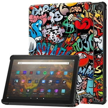 PU Leather Case Cover For Amazon Kindle Fire HD 10 13th Gen 2023 10.1inch Trifold Stand Protective Cover Auto Wake/Sleep Graffiti 10.1inch