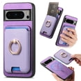 thumbnail image 1 of PU Leather Case for Google Pixel 9 / 9 Pro, Detachable Magnetic Card Holder Slim Protective Support Car Magnetic Mount Secure-Grip Ring Stand Compatible with Google Pixel 9 / 9 Pro - Purple, 1 of 7