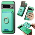 thumbnail image 1 of PU Leather Case for Google Pixel 9 Pro, Detachable Magnetic Card Holder Slim Protective Support Car Magnetic Mount Secure-Grip Ring Stand Compatible with Google Pixel 9 Pro - Green, 1 of 8