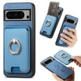 thumbnail image 1 of PU Leather Case for Google Pixel 9 Pro, Detachable Magnetic Card Holder Slim Protective Support Car Magnetic Mount Secure-Grip Ring Stand Compatible with Google Pixel 9 Pro - Blue, 1 of 7