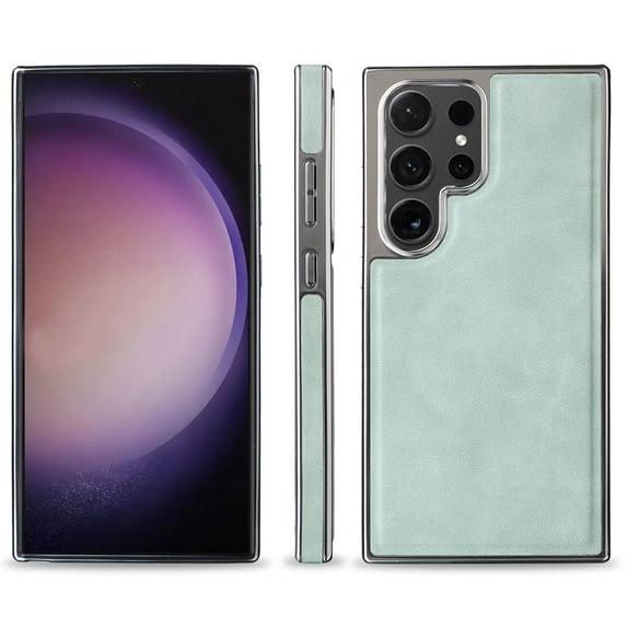 PU Leather Case for Samsung Galaxy S24 FE with Wireless Charging, Classic Elegant Vegan Slim Fit Light Luxury Shockproof Magnetic Car Cover Men Women Phone Case for Samsung Galaxy S24 FE,Green