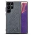 thumbnail image 1 of PU Leather Case for Samsung Galaxy S24 Ultra with Card Slot Holder Magnetic Phone Case, Ultra Slim Thin Fit Kikcstand Bracket Soft Silicone Shockproof Protective Cover for Samsung S24 Ultra, Gray, 1 of 7