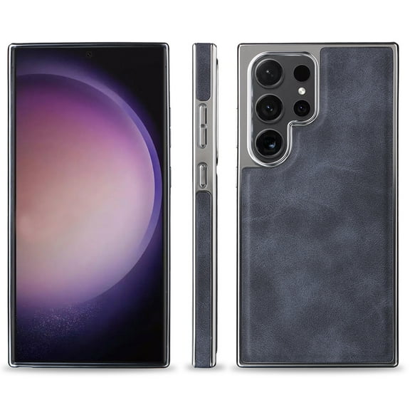 PU Leather Case for Samsung Galaxy S25 with Wireless Charging, Classic Elegant Vegan Slim Fit Light Luxury Shockproof Magnetic Car Cover Men Women Phone Case for Samsung Galaxy S25,Blue