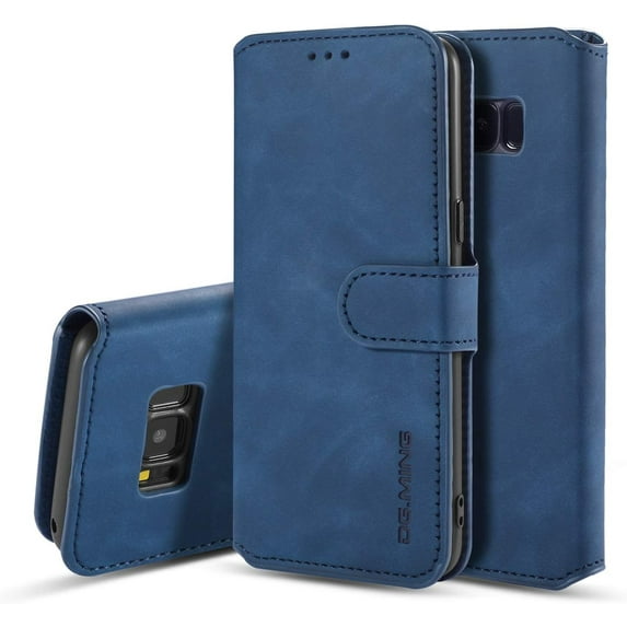 PU Leather Case for Samsung Galaxy S7, Vintage Retro Premium Wallet Flip Cover TPU Inner Shell [Card Slots] [Magnetic Closure] Stand Function Folio Shockproof Full Protection - Blue