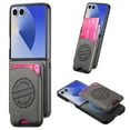 thumbnail image 1 of PU Leather Case for Samsung Galaxy Z Flip 7 FE / Samsung Galaxy Z Flip 6, with Fabric Texture, Detachable Magnetic Card Slot Shockproof Drop Protection Stylish Wallet Phone Cover, Gray, 1 of 12