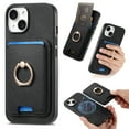 thumbnail image 1 of PU Leather Case for iPhone 11, Detachable Magnetic Card Holder Slim Protective Support Car Magnetic Mount Secure-Grip Ring Stand Compatible with iPhone 11 - Black, 1 of 11