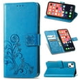 thumbnail image 1 of PU Leather Case for iPhone 13 Mini 5.4" 2021, Allytech Stand Foldable Case with Credit Card Holder Embossed Floral Interior TPU Shockproof Skin Case for iPhone 13 Mini, Blue, 1 of 4