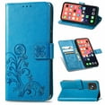thumbnail image 1 of PU Leather Case for iPhone 13 Pro Max 6.7" 2021, Allytech Stand Foldable Case with Credit Card Holder Embossed Floral Interior TPU Shockproof Skin Case for iPhone 13 Pro Max, Blue, 1 of 4