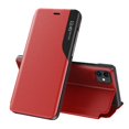 thumbnail image 1 of PU Leather Case for iPhone 14 with Bracket Kickstand Magnetic Closure Mirror Window Case, Premium Luxury Texture Shockproof Drop Resistant Flip Folio Phone Cover for iPhone 14,Red, 1 of 7